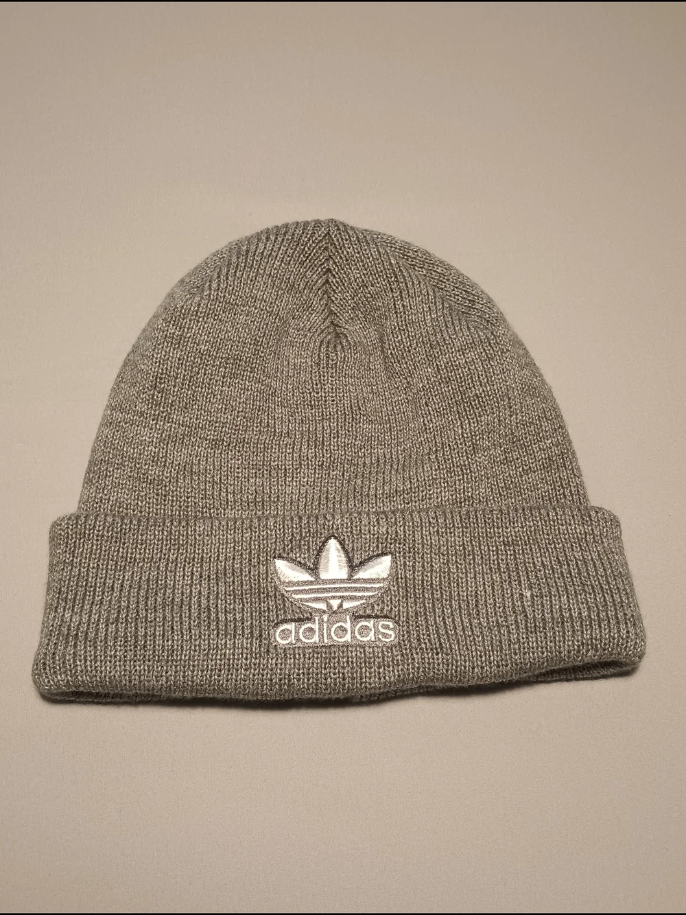 Adidas Originals Women's Trefoil Heather Gray/White Knit Beanie